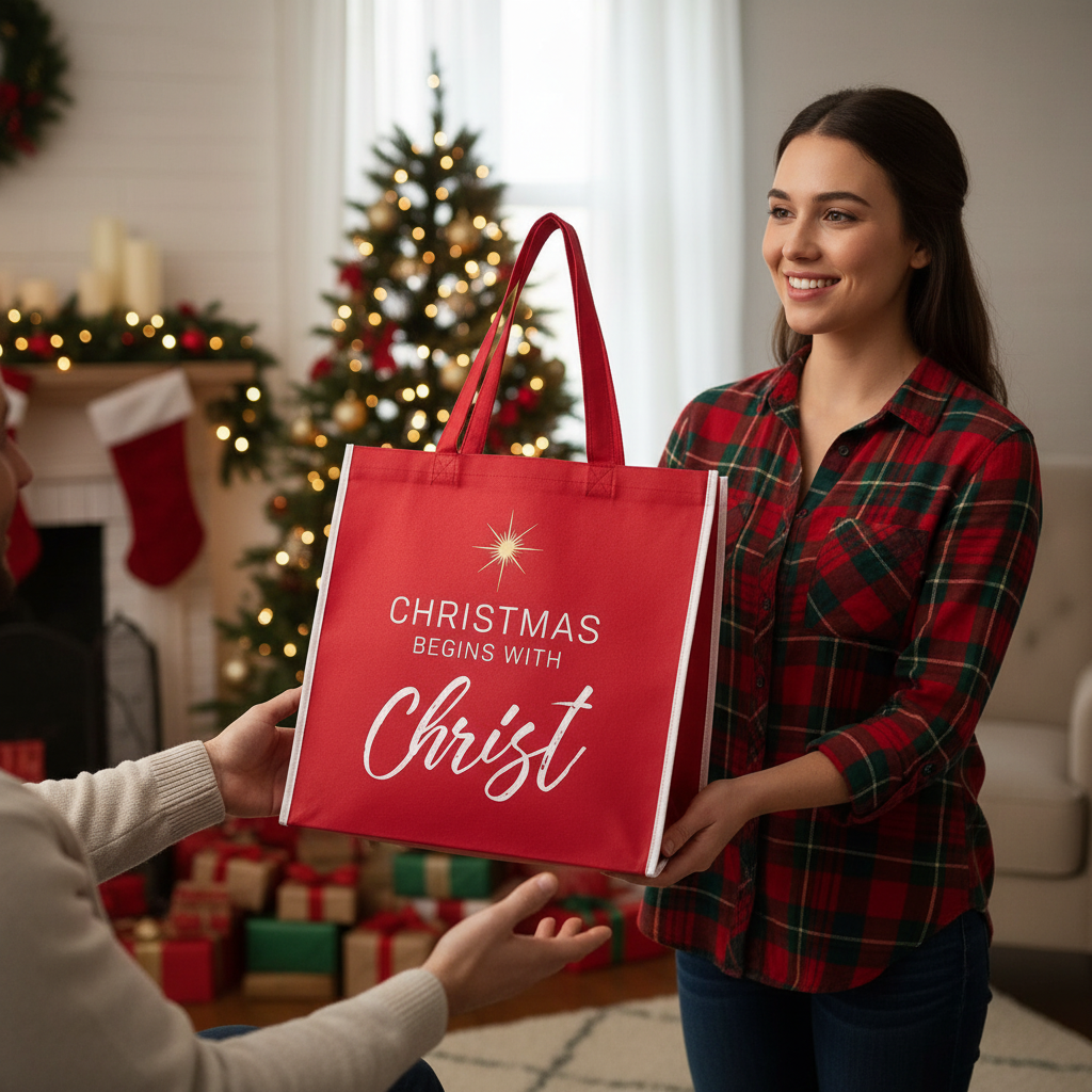 Christmas Begins with Christ Tote Bag