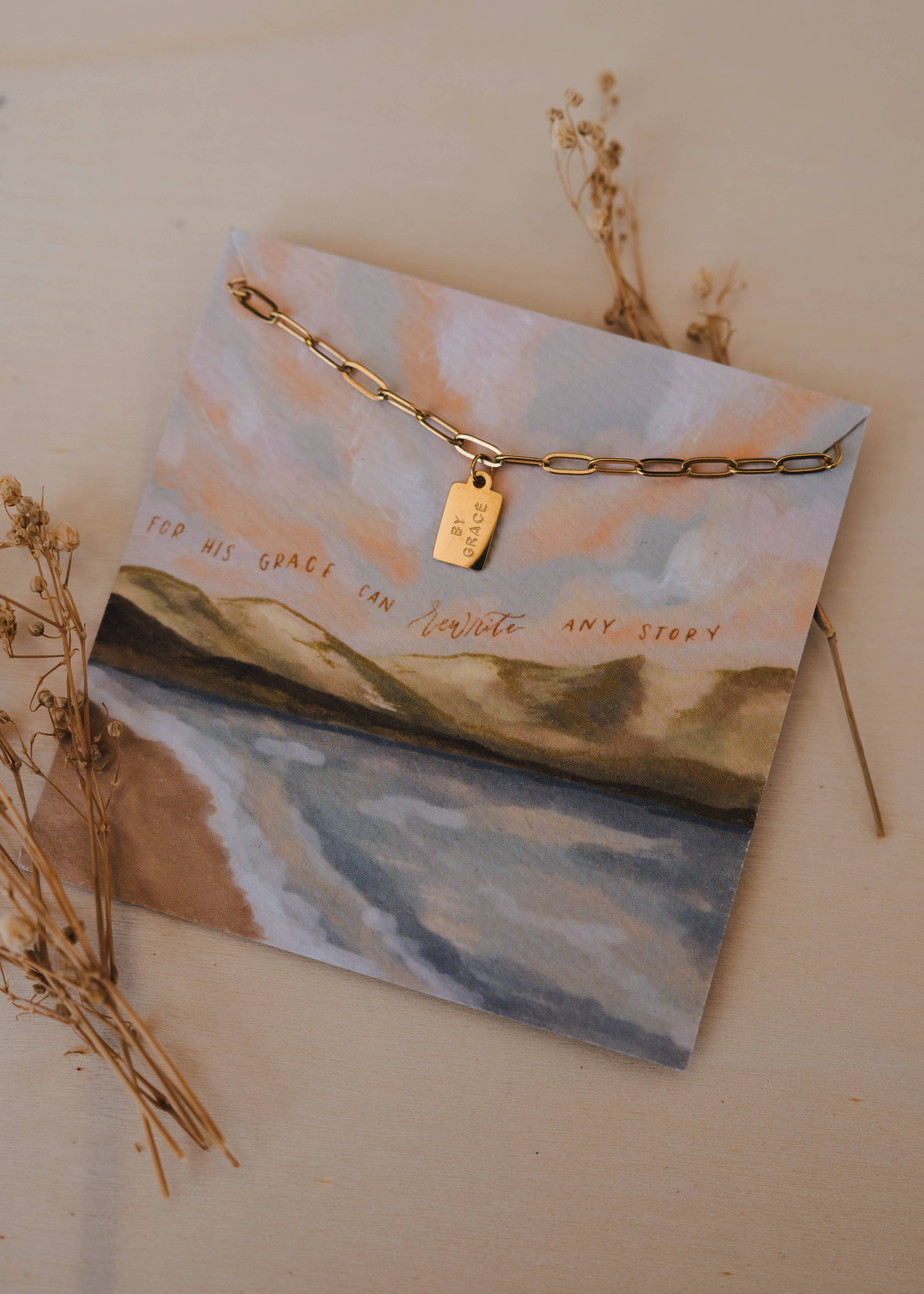 “By Grace” Mini Tag Necklace