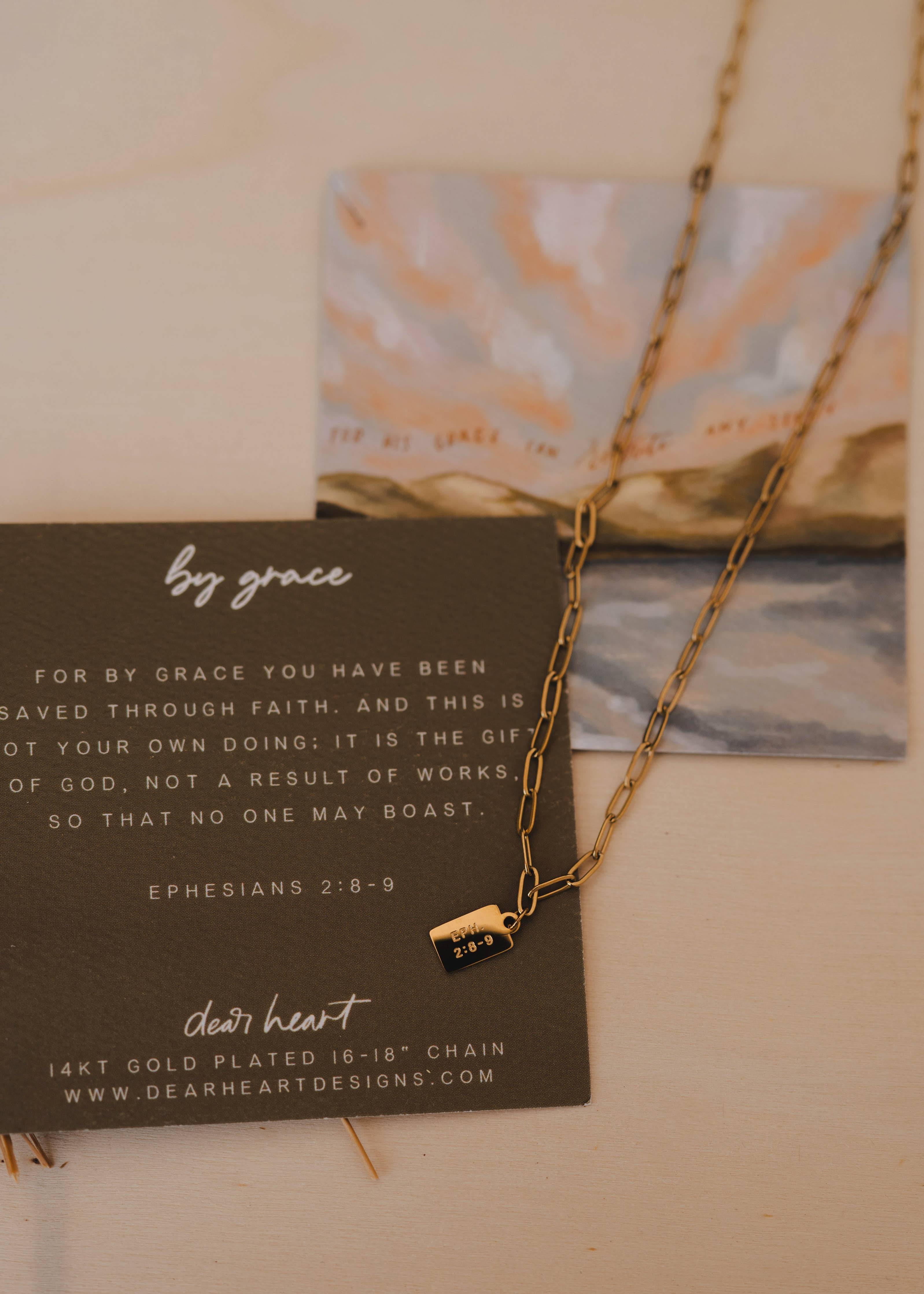 “By Grace” Mini Tag Necklace
