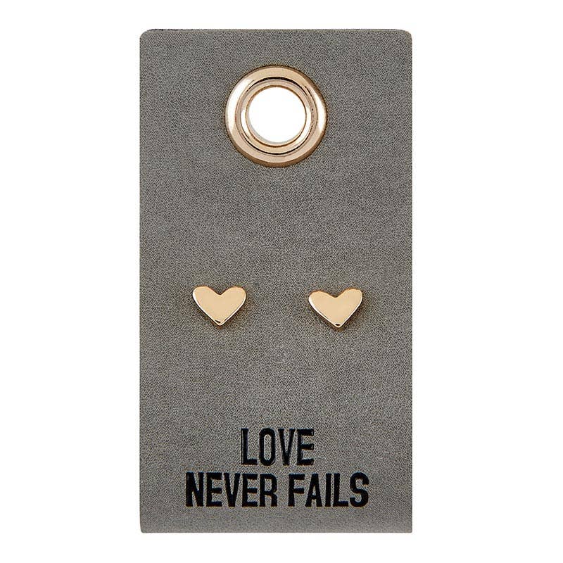 Love Never Fails Heart Stud Earrings
